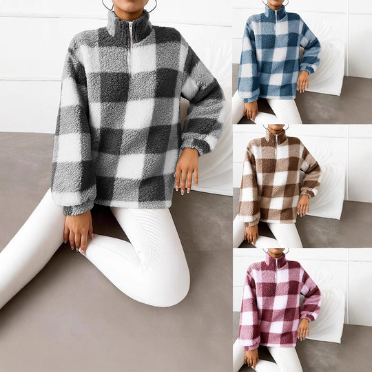 Damen Fleece-Pullover mit hohem Kragen und durchgehendem Reißverschluss EB