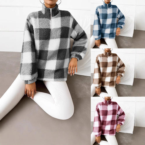 Damen Fleece-Pullover mit hohem Kragen und durchgehendem Reißverschluss EB