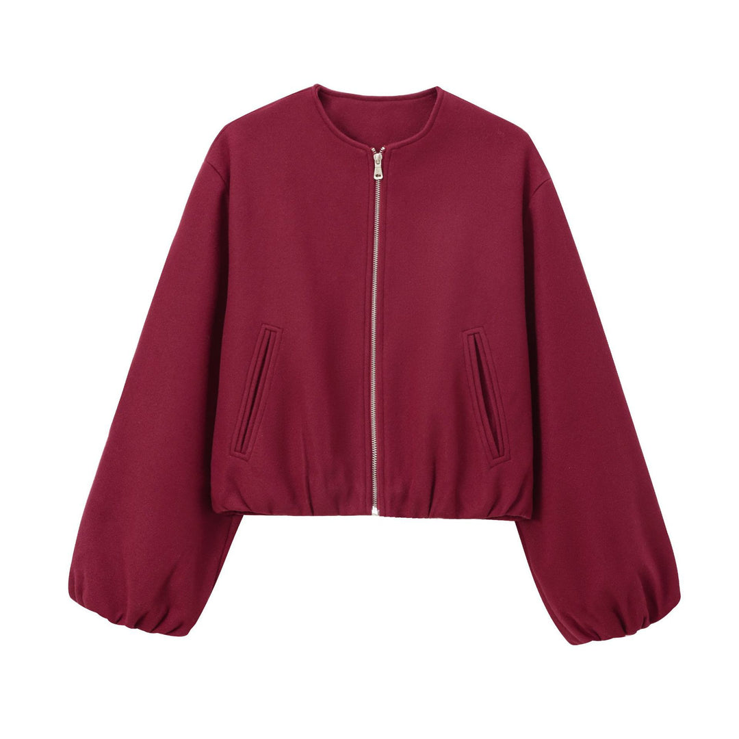 Damen modische Zip-Jacke mit oversized Ärmeln und tiefen Taschen EB
