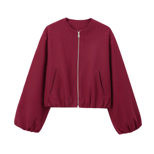 Damen modische Zip-Jacke mit oversized Ärmeln und tiefen Taschen EB