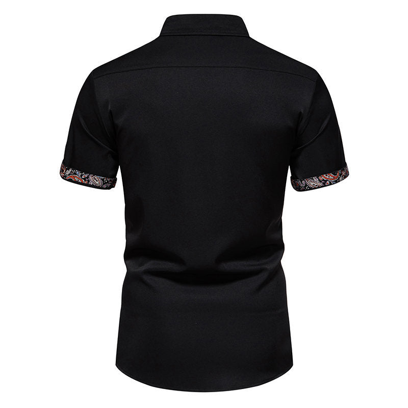 Herren Kurzarmhemd mit kontrastierenden Mustern und hochwertiger Baumwolle EB