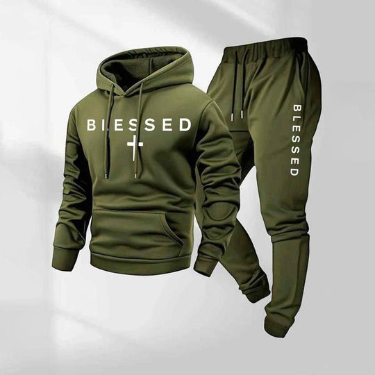 Damen Sweatshirt- und Jogginghose-Set mit modernem Schriftzug und praktischen Taschen EB