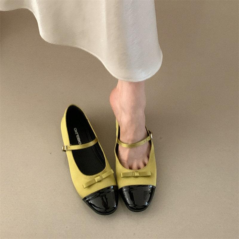 Damen Elegante Ballerinas mit dekorativer Schleifenverzierung und hochwertiger Lederoberfläche EB