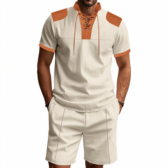 Herren lässiges Sport-Set mit dezenten Kontrastdetails und funktionalem Kragen EB