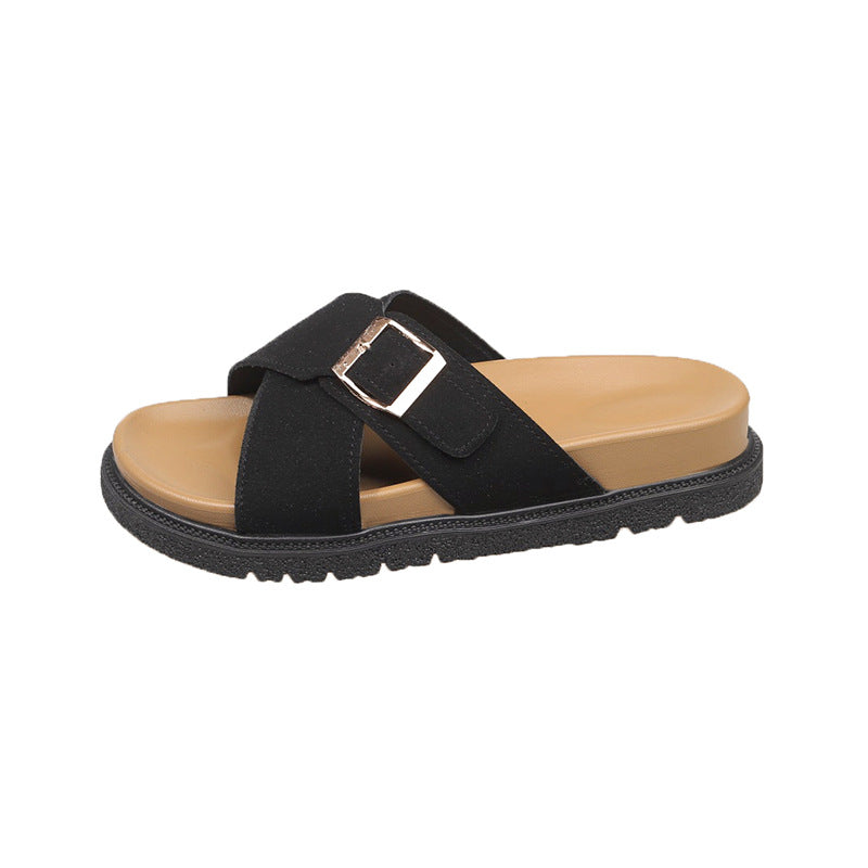Damen Komfortable Mules mit modischem Schnallen-Detail EB