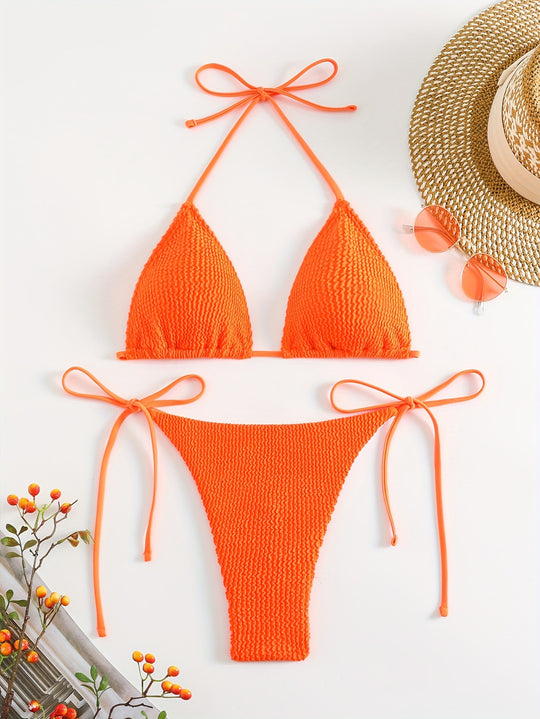 Damen Triangel-Bikini-Set mit verstellbaren Bindebändern EB