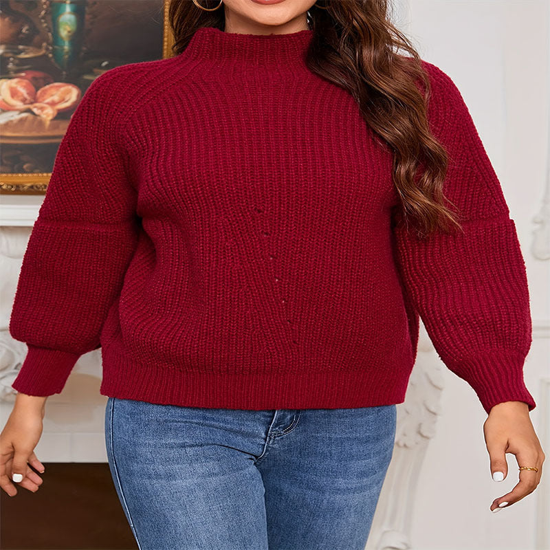 Damen Hochgeschlossenes Rippstrickpullover EB