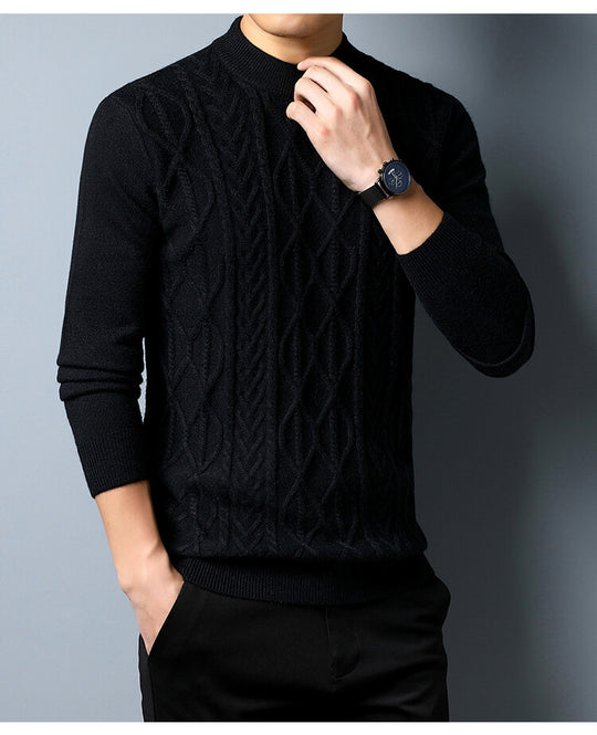 Herren Strickpullover mit strukturiertem Zopfmuster EB