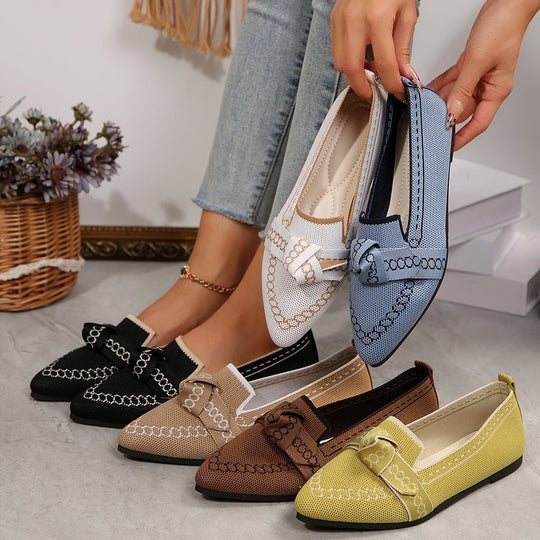 Damen Komfortable Ballerinas mit verspieltem Schleifenakzent EB