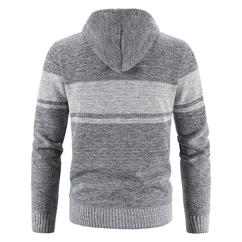 Herren Strickjacke mit Kapuze und warmem Fleece-Innenfutter EB