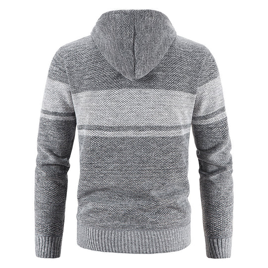 Herren Strickjacke mit Kapuze und warmem Fleece-Innenfutter EB