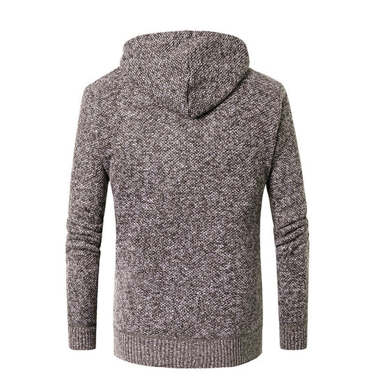 Herren moderne Strickjacke mit Kapuze und weichem Innenfutter EB