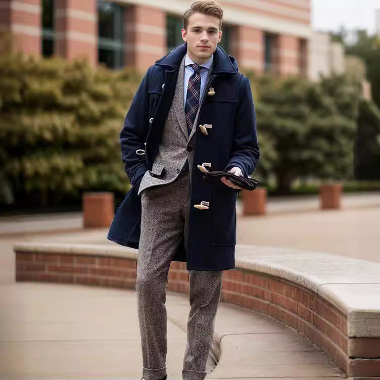 Herren Stilvoller Dufflecoat mit Knopfdetails EB
