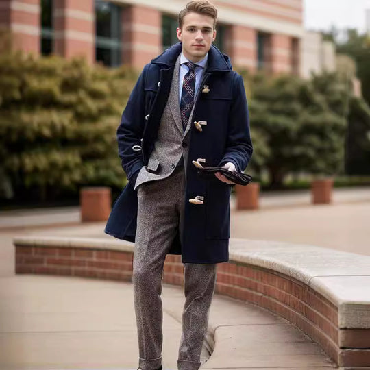 Herren Stilvoller Dufflecoat mit Knopfdetails EB