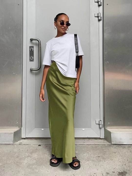 Damen elegantes Maxikleid mit asymmetrischem Schnitt und dekorativem Überwurf EB