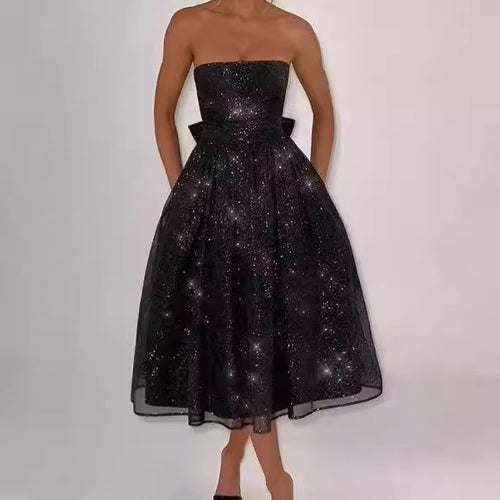 Damen Elegantes strapless Cocktailkleid mit gerafftem Oberteil und A-Linie EB