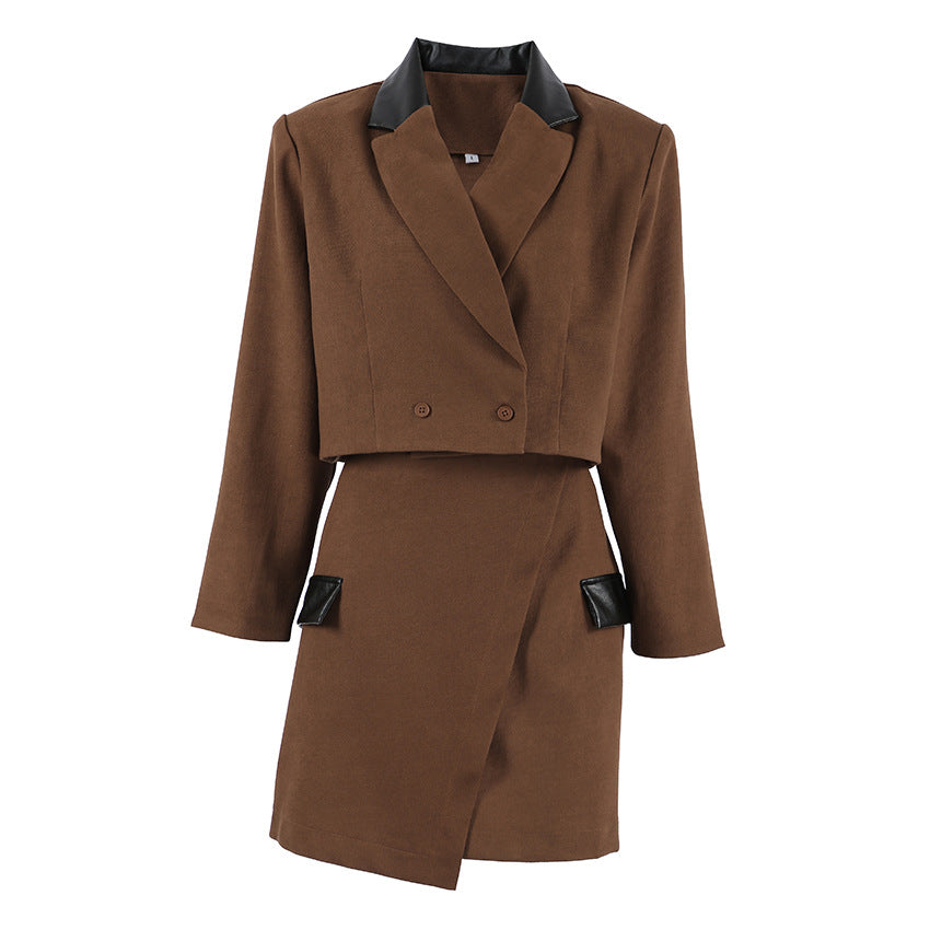 Damen modisches Blazer-Kleid mit eleganten Taschen und tailliertem Schnitt EB