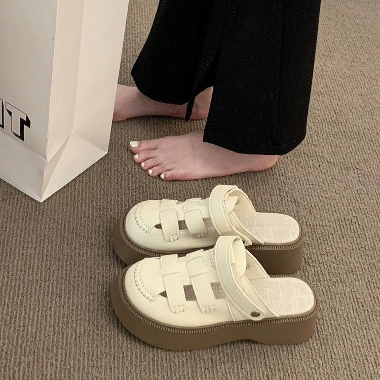 Damen Komfortable Plateausandalen mit modischen Riemen EB