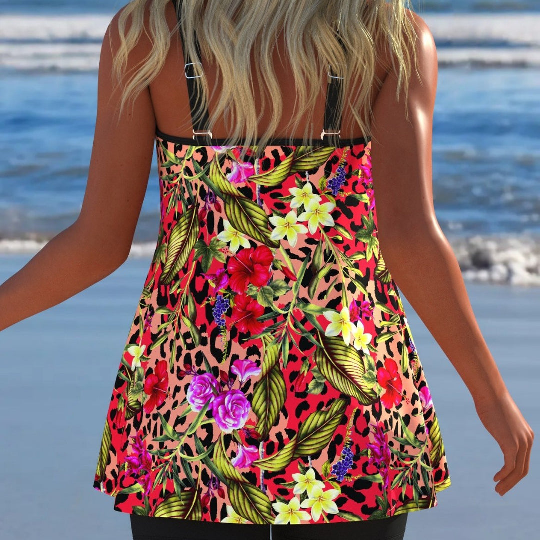 Damen Schwimmanzug mit modischem A-Linien-Schnitt und floralem Design EB
