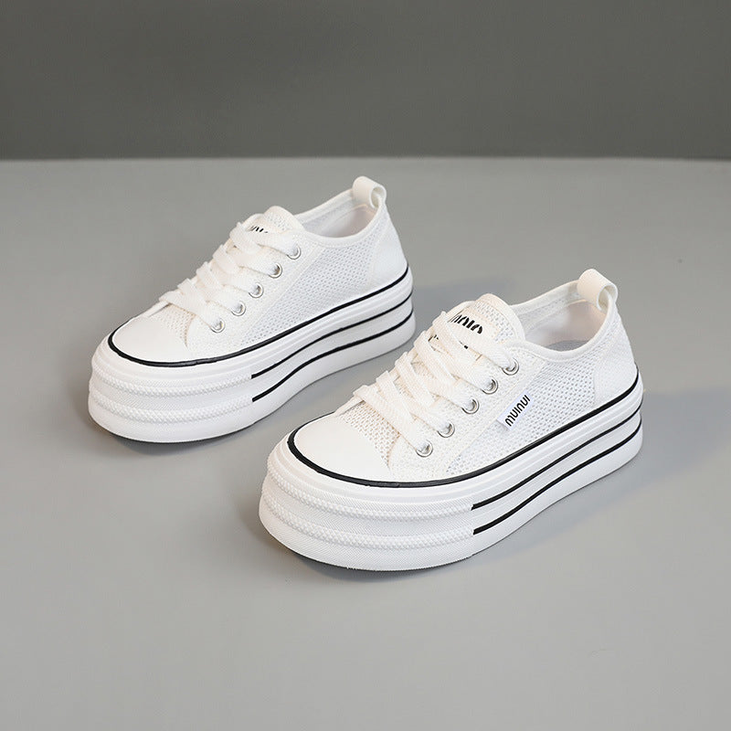Damen Plattform Sneakers aus atmungsaktivem Mesh mit modischem Design EB