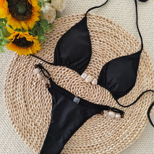 Damen Triangel-Bikini mit raffiniertem Knoten-Detail und verstelbaren Trägern EB