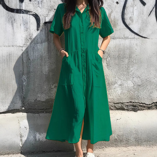 Damen Hemdkleid mit Knopfdetails und praktischen Taschen EB