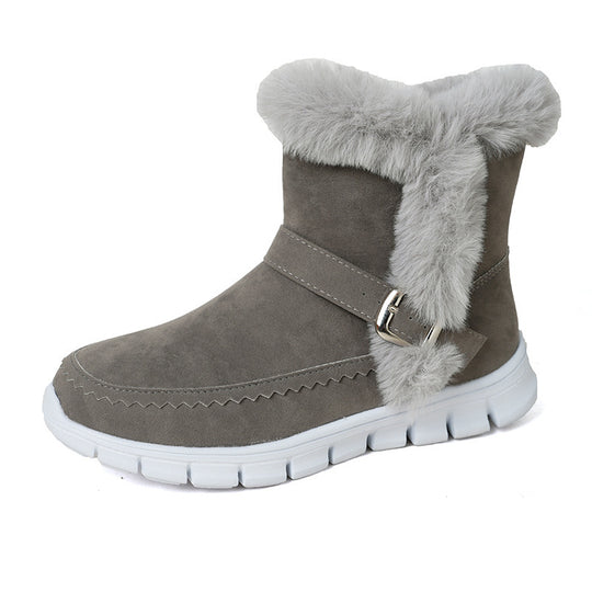 Damen Winterstiefel mit kuscheligem Kunstfell und modischem Riemen EB