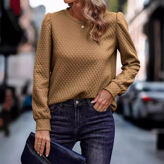 Damen Strukturierter Pullover mit puffärmeligen Details EB