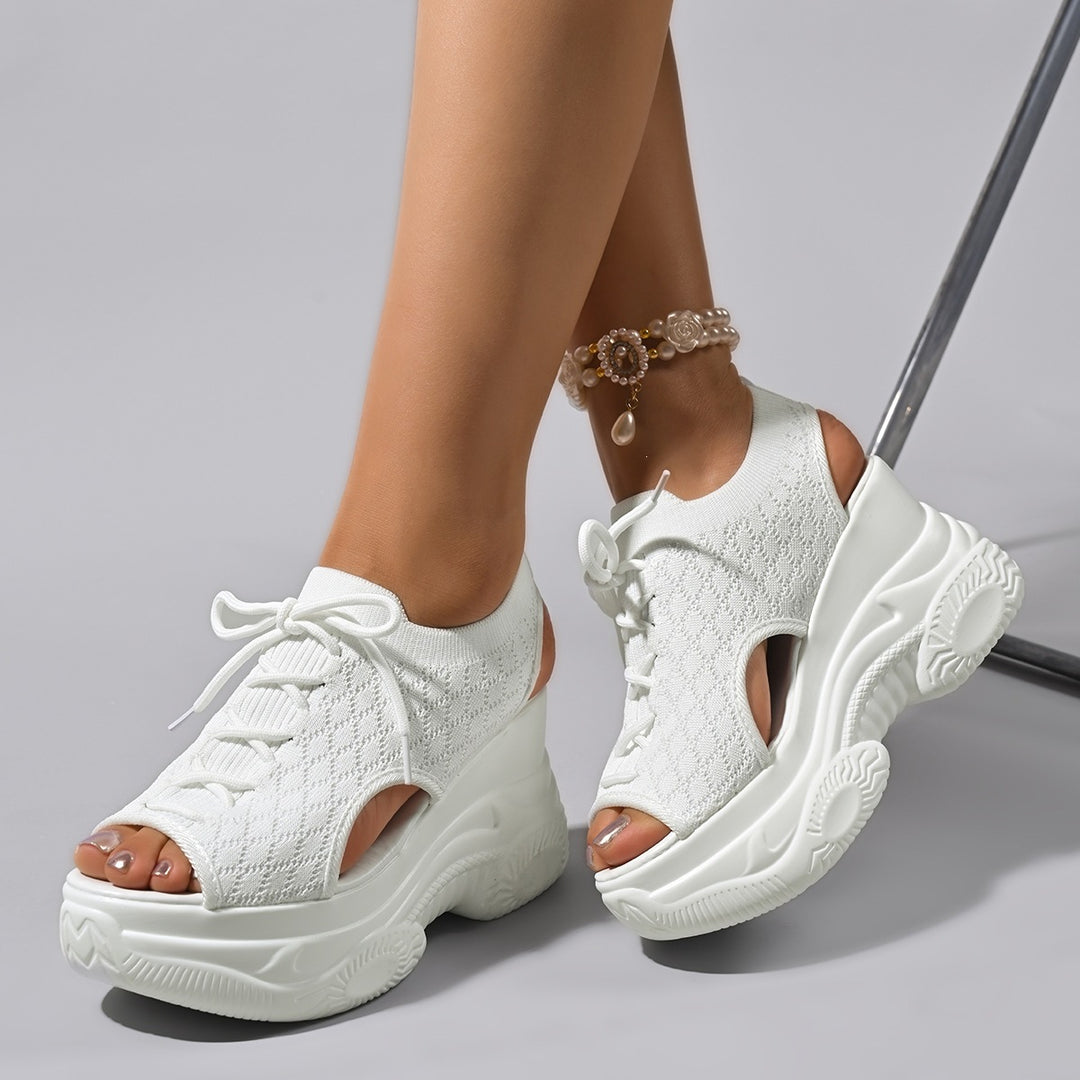 Damen Sportliche Plateau-Sandalen mit atmungsaktivem Obermaterial EB