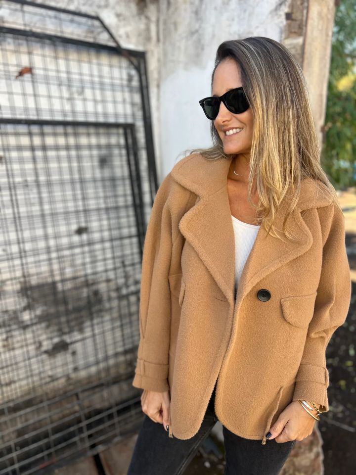 Damen Lässige Oversized-Jacke mit stylischem Kragen und Knopfverschluss EB