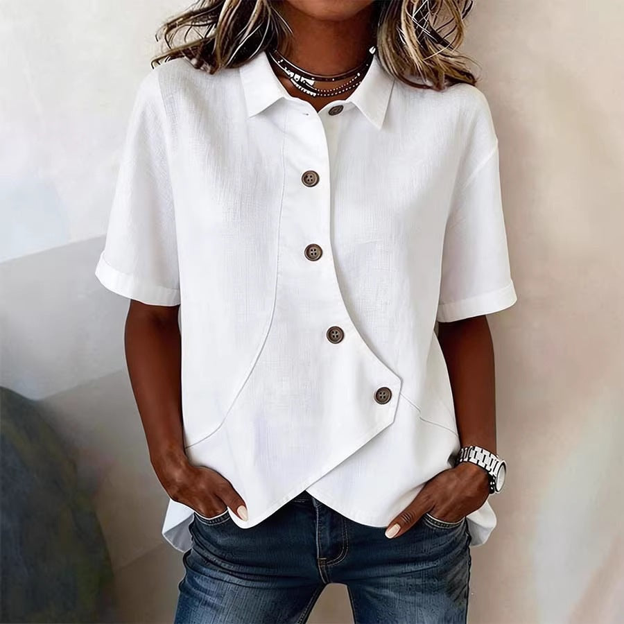 Damen Besonders gestaltete Bluse mit einzigartigem Knopfdetail EB