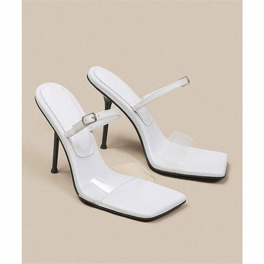 Damen transparente Slingback Sandalen mit elegantem Quadratabsatz EB