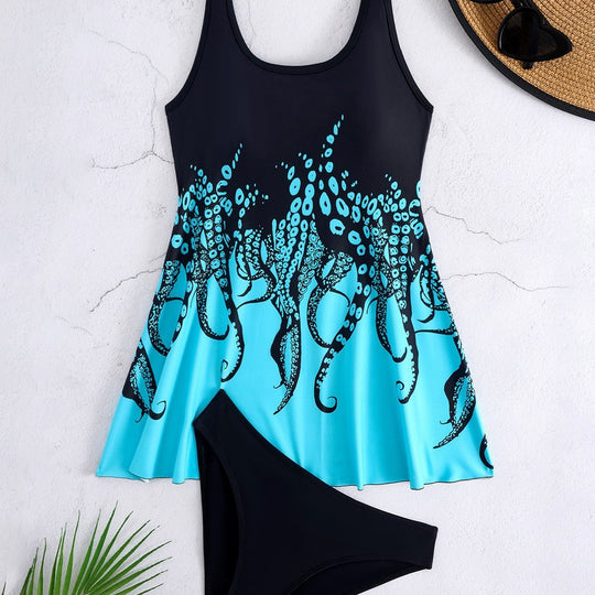 Damen Tankini-Set mit eleganter Flatteroptik und modernem Tiermotiv EB