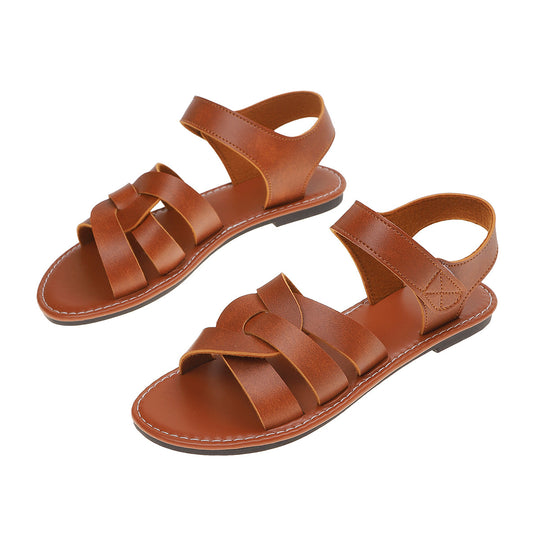 Damen trendige Sandalen mit geflochtenem Riemendesign und komfortablem Fußbett EB
