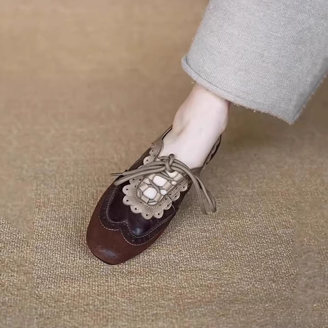 Damen elegante Schnürschuhe mit filigranem Perforationsdesign und komfortablem Futter EB