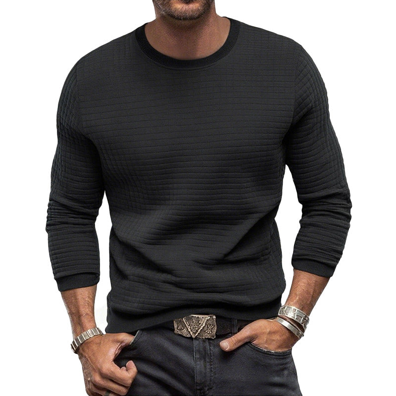 Herren nan strukturiertes Rundhals-Sweatshirt aus gesteppter Baumwollmischung EB