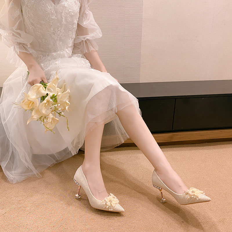 Damen Glamouröse High Heels mit floralen Details und elegantem Absatz EB