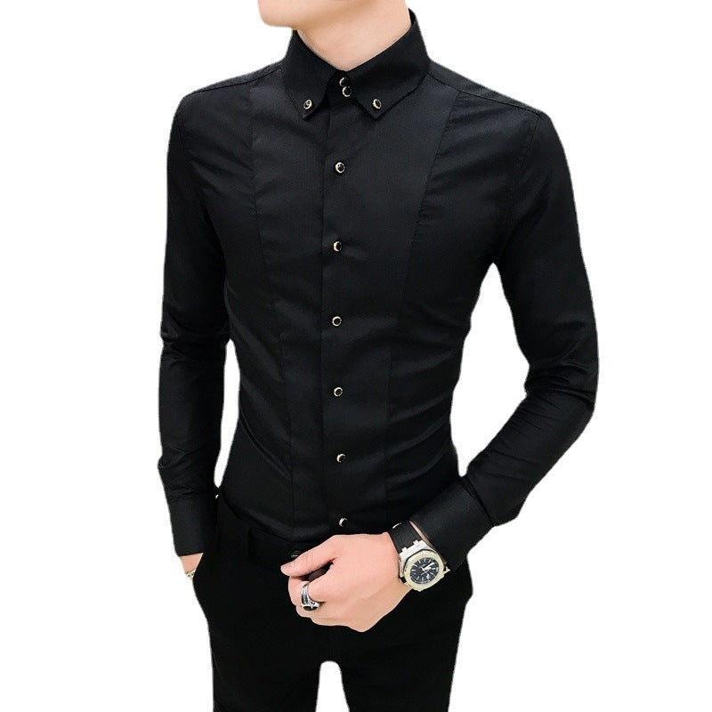 Herren Elegantes Langarmhemd mit feinen Knopfdetails EB