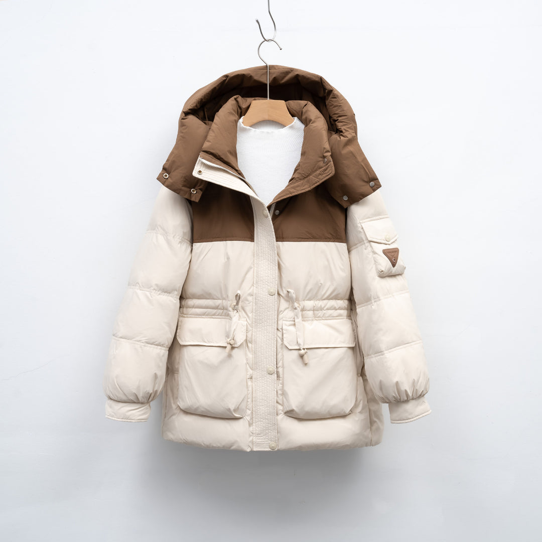Damen modische Winterjacke mit funktionalen Taschen und großzügiger Kapuze EB