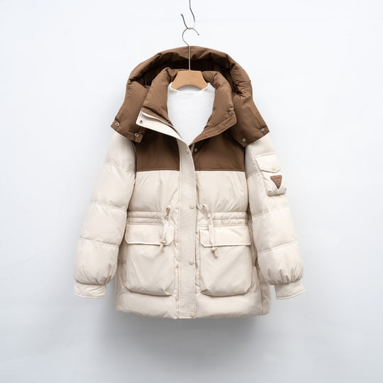 Damen modische Winterjacke mit funktionalen Taschen und großzügiger Kapuze EB