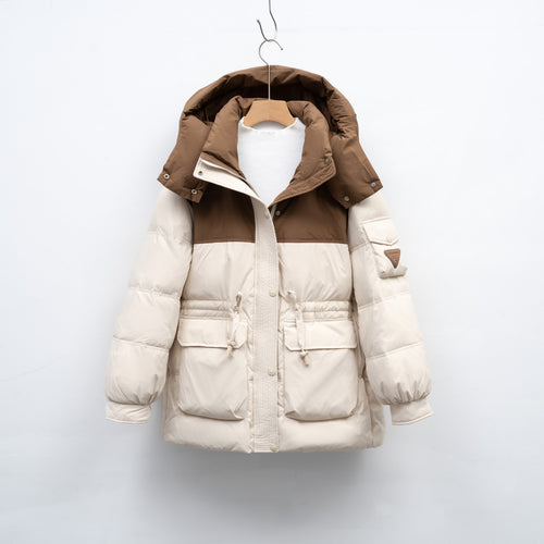 Damen modische Winterjacke mit funktionalen Taschen und großzügiger Kapuze EB