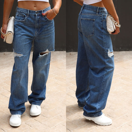 Damen Weite Jeans mit lässiger Vintage-Optik EB