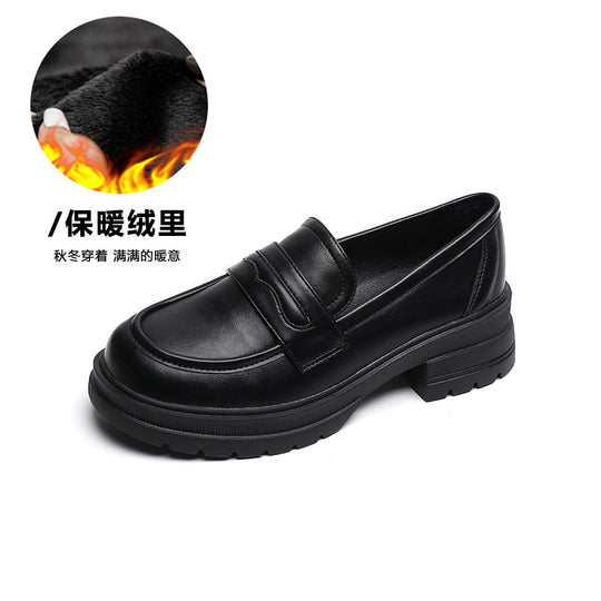 Damen Mokassin-Schuhe mit robustem Plateau und eleganter Schnalle EB