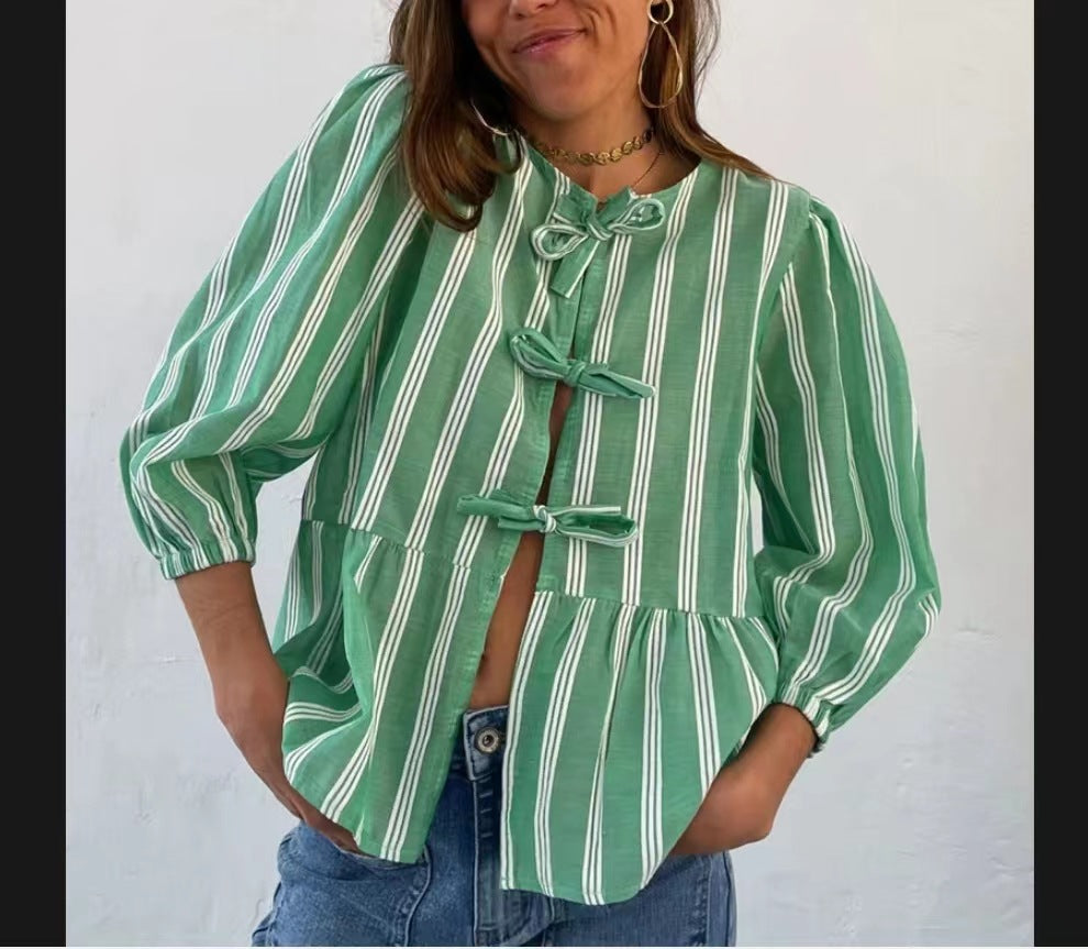 Damen Bluse mit Rüschendetails und raffinierter Knopföffnung EB