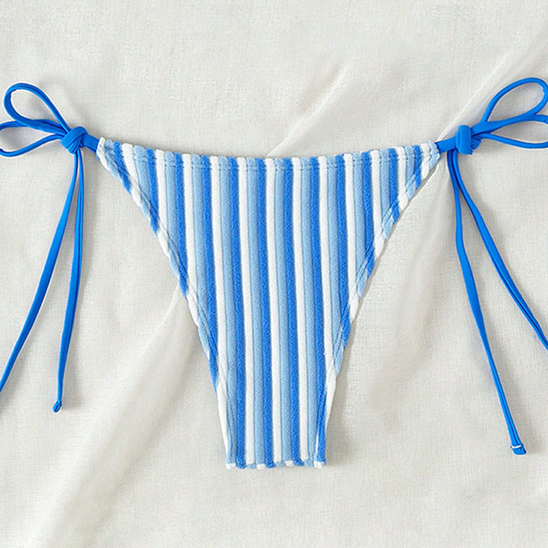 Damen Bikinislip mit verstellbaren Trägern und gestreiftem Design EB