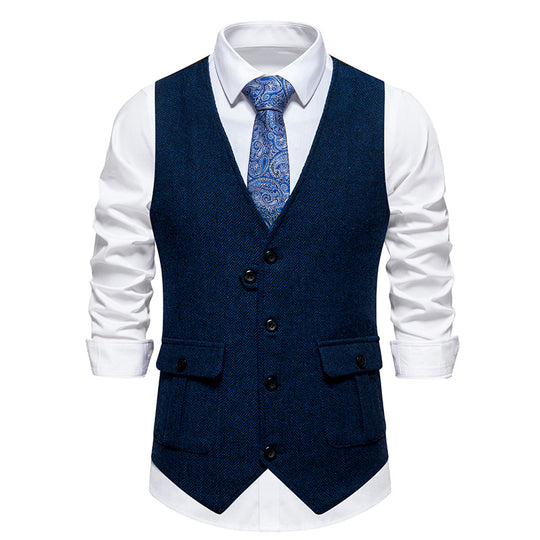 Herren elegante Weste im strukturierten Hahnentrittdesign EB