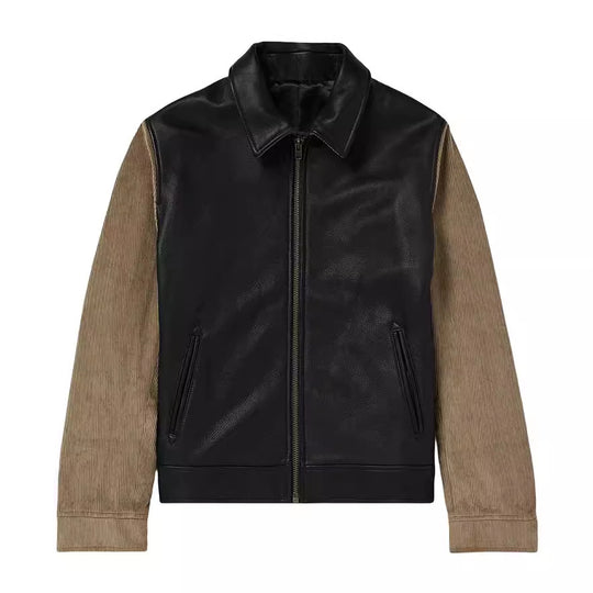 Herren modische Kunstlederjacke im modernen Design mit strukturierten Ärmeln EB