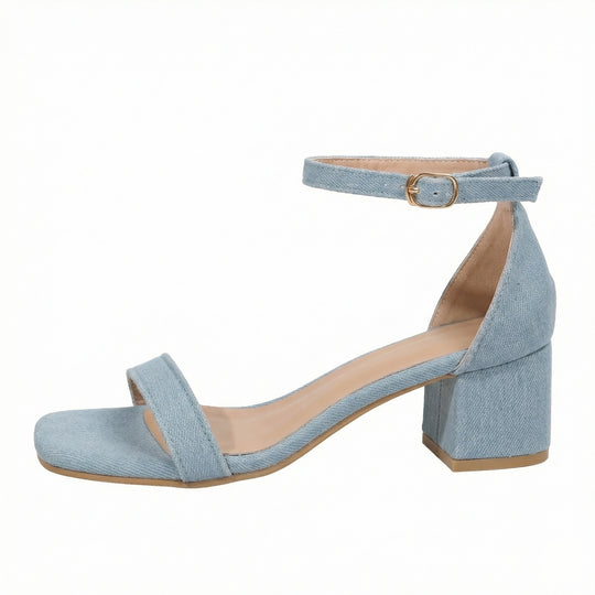 Damen Riemchen-Sandalen mit blockiertem Absatz und verstellbarem Knöchelriemen EB