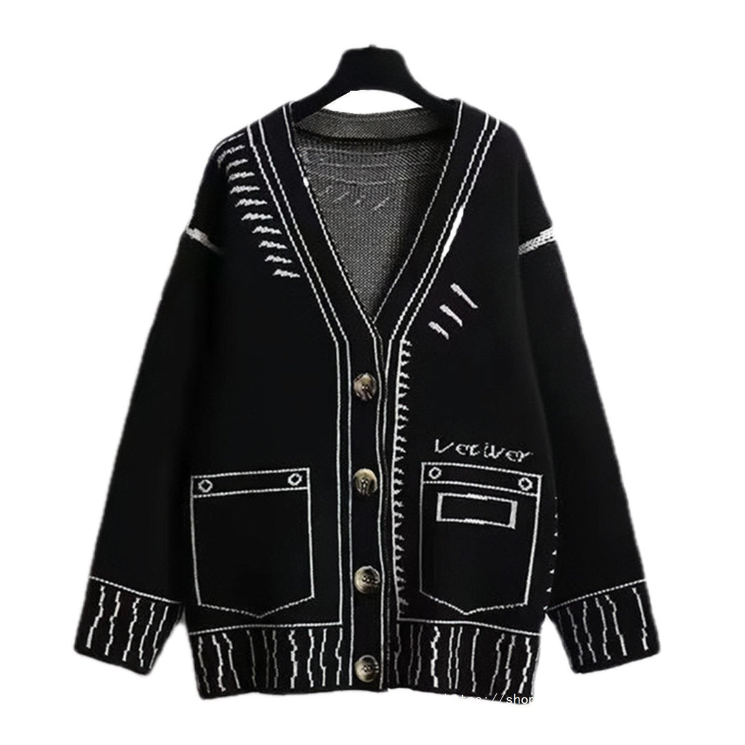 Damen Strickjacke mit kreativem Design und hochwertigen Knöpfen EB