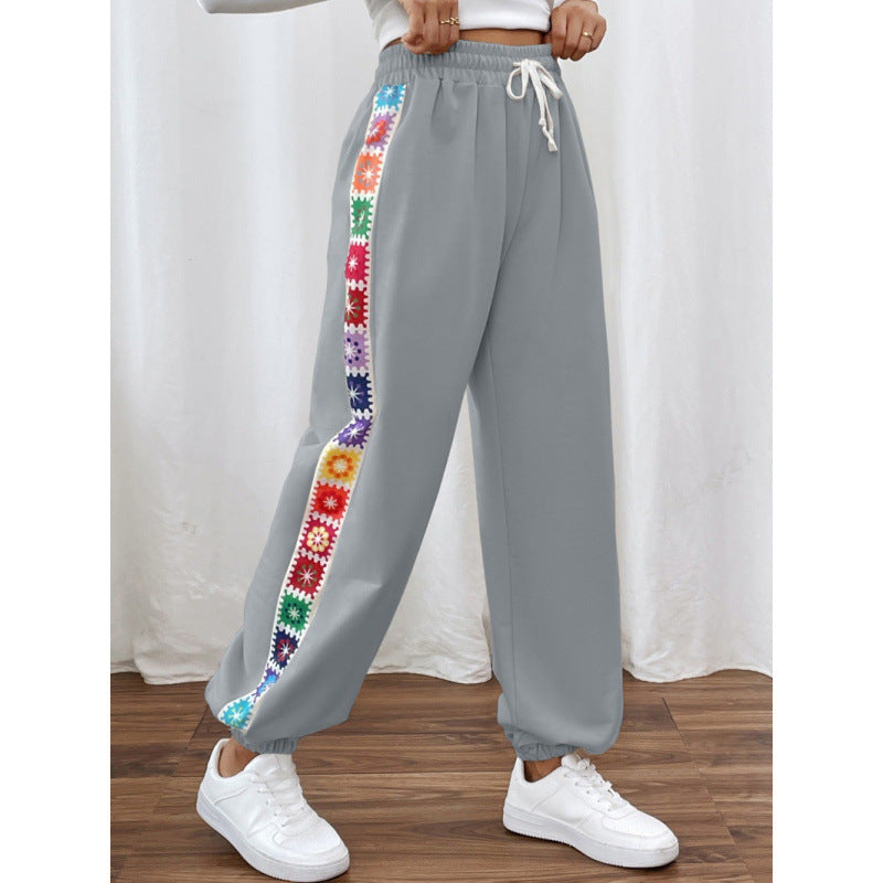 Damen Sportliche Freizeithose mit buntem Streifen EB